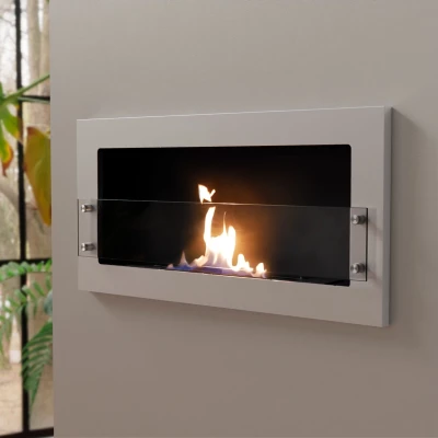 Texas - Witte bio-ethanol wandhaard met glas Texas - Witte bio-ethanol wandhaard met glas
