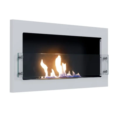 Texas - Witte bio-ethanol wandhaard met glas Texas - Witte bio-ethanol wandhaard met glas
