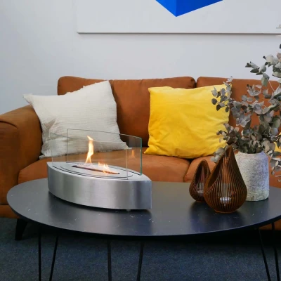 Bio-ethanolhaard Curve Ovale bio-ethanolhaard met glas