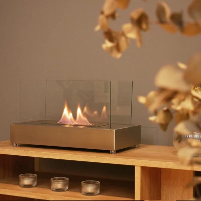 Lambeth tafel bioethanol haard - Kleine stalen rechthoekige haard Lambeth tafel bio-ethanolhaard - Rechthoekige kleine stalen haard