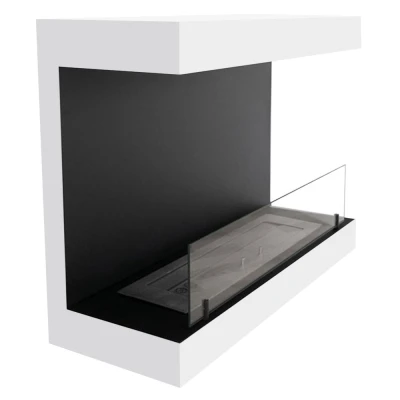 Witte 3-zijdige biohaard van 80 cm Dakota - Drie-zijdige biohaard in wit voor aan de muur