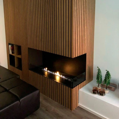 Bioethanol haard van Bio Fireplace Group Foco Corner 1000 Right - Hoek bio-ethanol haard met twee openingen