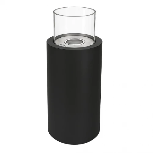 Dualis - Zwart - Buitengewone Bio-ethanol Haard | Koop hier ScandiFlames Dualis bio-ethanol haard in het zwart met een cilindervormig veiligheidsglas